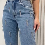 Calça Jeans Com Pedraria